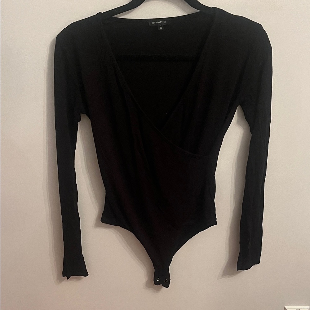 Dynamite Black V-Neck Bodysuit
